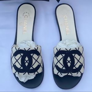Authentic Chanel pearl Mules